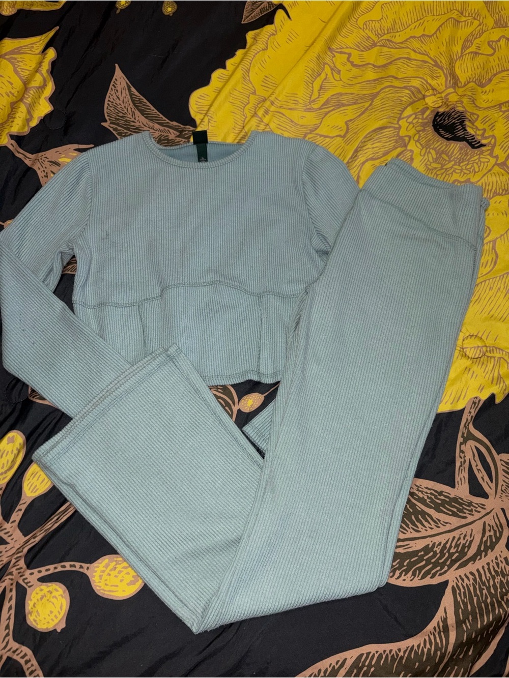 wild fable Ribbed Lounge Set in teal blue